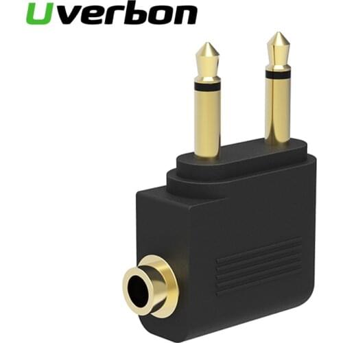 Gold-plated Aircraft Airline Converter 3.5mm Male to 2 3.5mm Female Audio Adapter For Headset Earphone Headphone Connector Cable