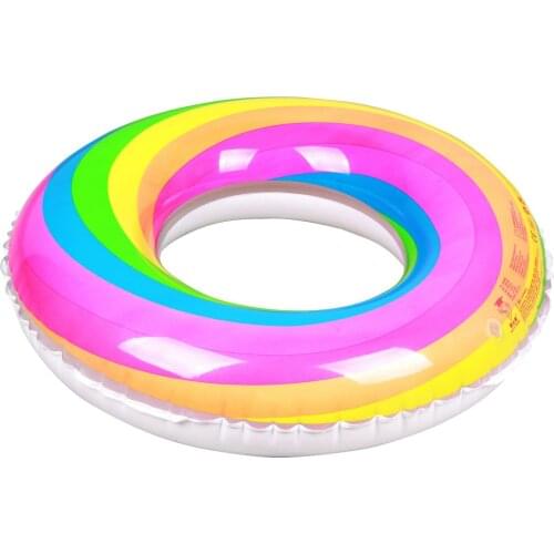 23.6-35.4 Inches Rainbow Inflatable Swimming Ring Baby Accessories Child Pool Float Newborns Bathing Circle Toy Blue Green PVC