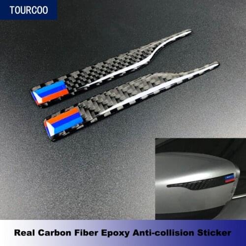 Real Carbon Fiber Epoxy Rear View Mirror Anti-collision Stickers Car Styling Decorative Protective Stickers