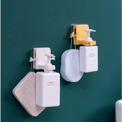 Adjustable Wall Mounted Shampoo Shower Gel Bottle Hanger Self-Adhesive Soap Dispenser Hanging Hooks Bathroom Accessories