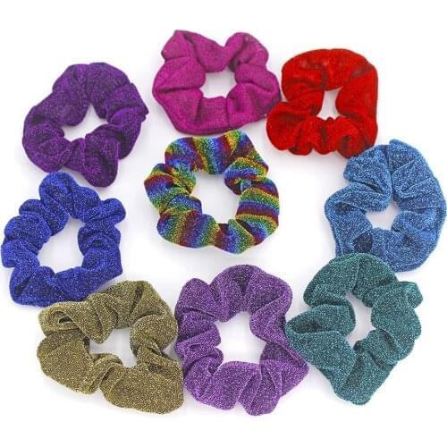 Lurex Hair Scrunchies Women Elastic Hair Bands Colorful Scrunchie Girls Headwear Loop Ponytail Holder Shiny Hair Accessories