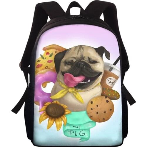 Dog Puppy Print Backpack Donuts Pug Bookbag Students Laptop Backpack School Bags For Teenage Girls Boys Rucksack