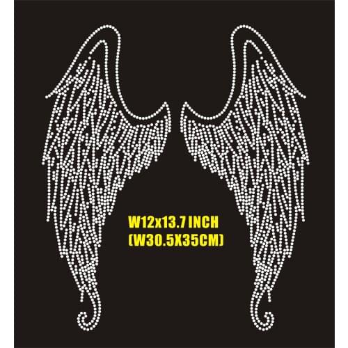 Large Wing hot fix rhinestone transfer motif for hoodie