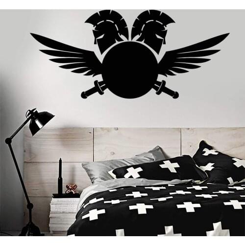 Vinyl Wall Decal Spartan Sword Helmet Warrior Shield Sticker Spartan Warrior Sticker Home Bedroom Living Room Wall Decorations13