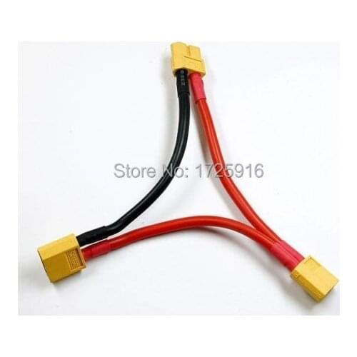 XT60 One Female To Two Male 14AWG Soft Silicone Wire Switch Cable Connector L=100mm