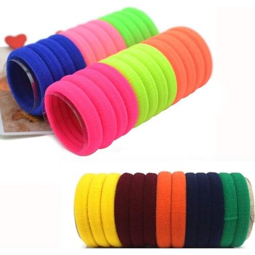 10Pcs Candy Fluorescence Rubber Bands Elastic Hair Bands Hair Accessories for Women Girls Elastic Black Gums Hair Bands Tie