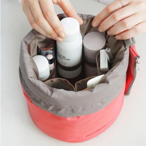 Women Cosmetic Bag Round Drawstring Waterproof Makeup Bag Travel Organizer Female Storage Toiletry kit Case MakeUp Organizer