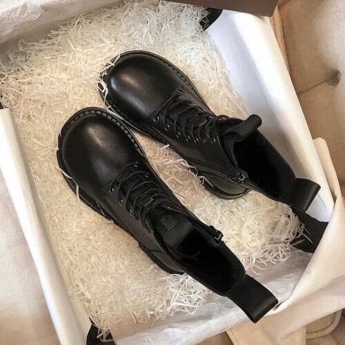 Punk Style Platform Women Ankle Boots Womens Motorcycle Boot Fashion Ladies Chunky Shoes Metal Decor Black BIG size