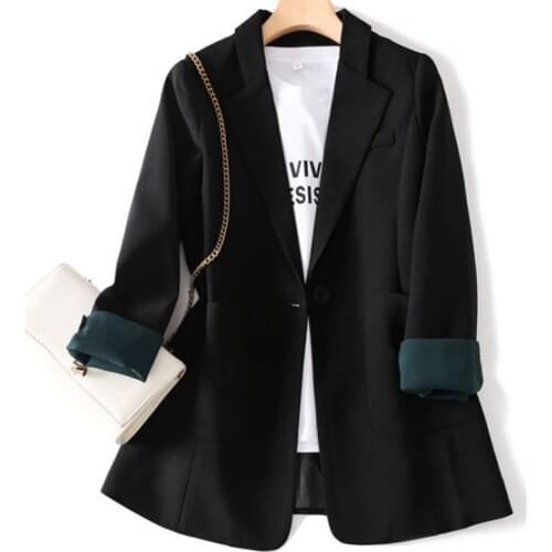 Spring 2021 New Fashion Solid Color Lapel Blazer Women Elegant Vintage Casual Loose Temperament Coat Tide
