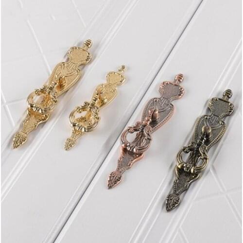 1pc Gold Red/antique Bronze Drawer Pull Drop Back Plate Cabinet Door Pull Dresser Handles Chic Kitchen Rustic French Cupboard