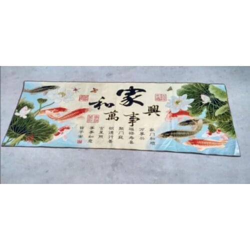 160x60cm/Nepal silk embroidery thangka draw and everything have fish every year