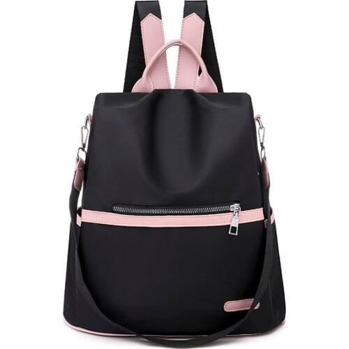 Women Multi-Function Backpack Ladies School Bag Retro Women Oxford Cloth Hit Color Anti-theft Backpacks Shoulder Bag