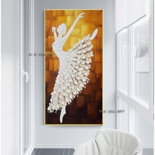 100% Handmade Abstract Oil Painting Large Size Canvas Ballet Girl Decoration Vertical Rectangle Modern Wall Art Living Room