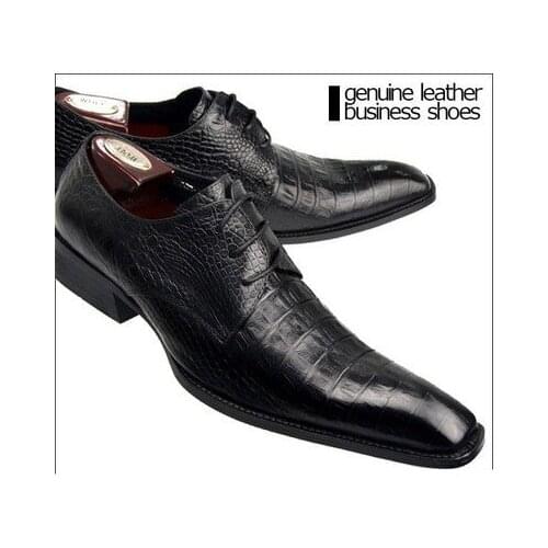 Christia Bella Classic Genuine Leather Business Man Oxfords Shoes Plus Size Men Square Toe Brogue Shoes Men Formal Lace Up Shoes