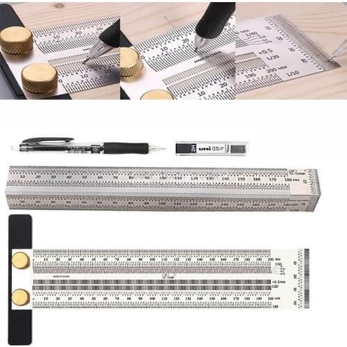 Woodworking Scribe 180-400mm T-type Ruler Hole Scribing Ruler Crossed-out Tool Line Drawing Marking Gauge DIY Measuring Tool