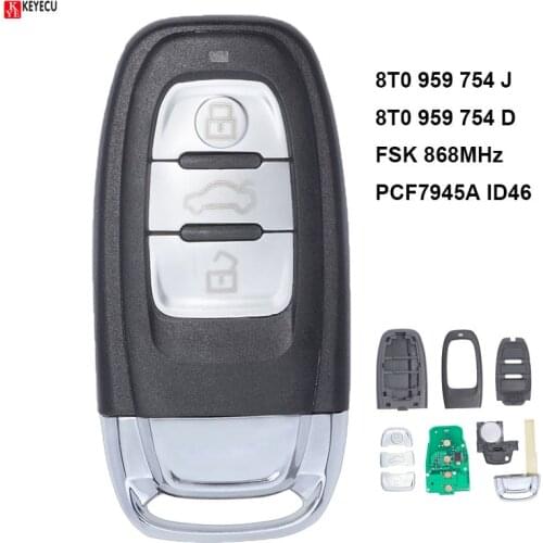 KEYECU Remote Key Fob 3 Button FSK 868MHz for Audi A4L A5 Q5 2008-2013 - 8T0 959 754 J /8T0 959 754 D