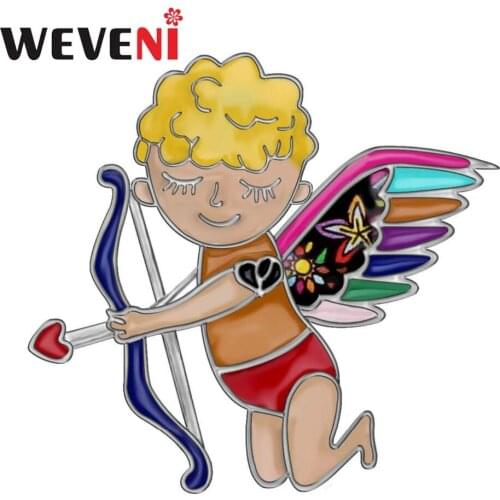 WEVENI Alloy Enamel Sweet Angel Cupid Arrow Brooches Fashion Clothes Pin Fashion Jewelry For Women Girls Teens Gift Accessories