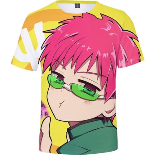 Saiki Kusuo 3D Spring Summer Preppy Style Men/Women Street Clothes T-shirt Retro Youthful passion Innovation