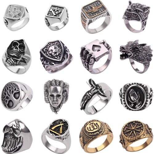 Greek Mythology Gorgon Monster Rings Men Horror Venomous Snakes Snake Hair Medusa Ring Punk Biker Accessories Jewelry