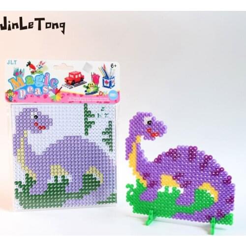 JINLETONG Hama Bead 5mm DIY Beads Set fuse Bead 3D Puzzle Cartoon Dinosaur DIY Toy Childrens Educational Toy Gift