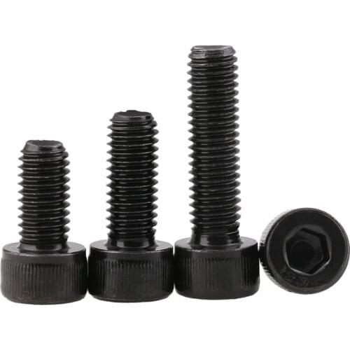 Grade 12.9 Carbon Steel Black Fine Thread Hex Hexagon Socket Head Cap Screws Allen Bolts Pitch DIN912 M6-M12 0.75/1.0/1.25mm