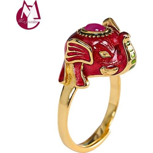 Cute Baby Elephant Adjustable Finger Ring Real 925 Sterling Silver Vintage Jewelry Women 2021 Free Shipping Anillos Mujer R31