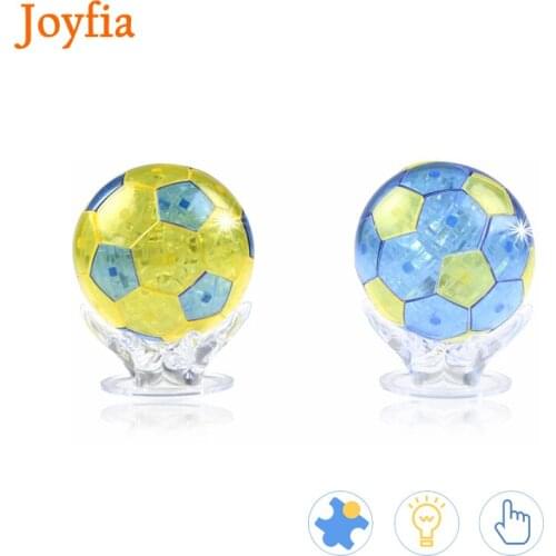 DIY 3D Jigsaw Crystal Puzzle Soccer Ball/Football Building Block Set With Flashing Light Educational Toy For Kids Toys Games