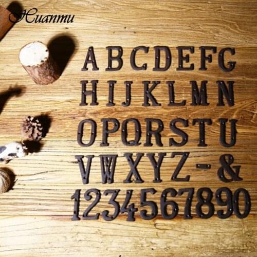 Creative Metal Number Letter Groceries Cast Iron DIY House Number Letter Symbol Manual Wall Decoration For Home Garden Shop Door