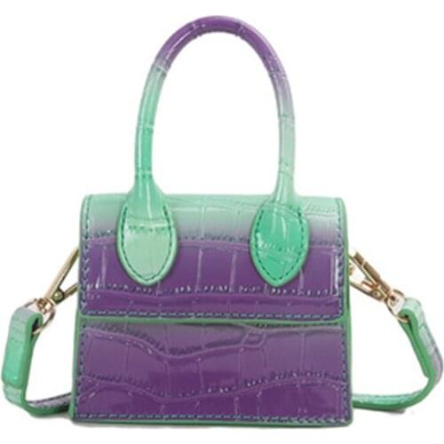 Mini bag 2021 new gradient color crocodile pattern messenger bag personality fashion mini portable shoulder bag coin purse