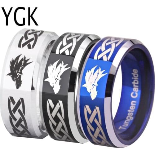 Mens Ring Classic Tungsten Carbide Ring Women Wedding Band Engagement Ring Anniversary Gift Party Jewelry LOZ Wolf Design Ring