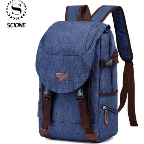 Scione Canvas Mens Backpack Vintage Fashion School Rucksack Travel Large Capacity Laptop Backpack Man Unisex Bags Pack