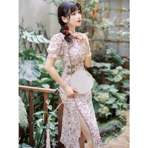 Original scene shooting spot pattern time improvement of broken beautiful qipao dress pricing