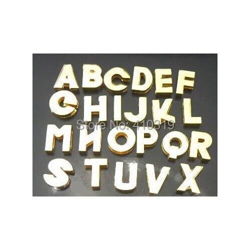 Wholesale 260pcs/lot 8mm A-Z chrome gold color slide letter diy charm accessories