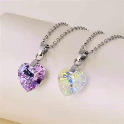 Necklace Crystal Heart of the Sea Jewelry Girl Heart-shaped Party Jewelry Gift