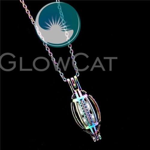 R-C176 Colorful Sports American Football Beads Cage Pendant Perfume Diffuser Aromatherapy Stone Pearl Cage Locket Necklace