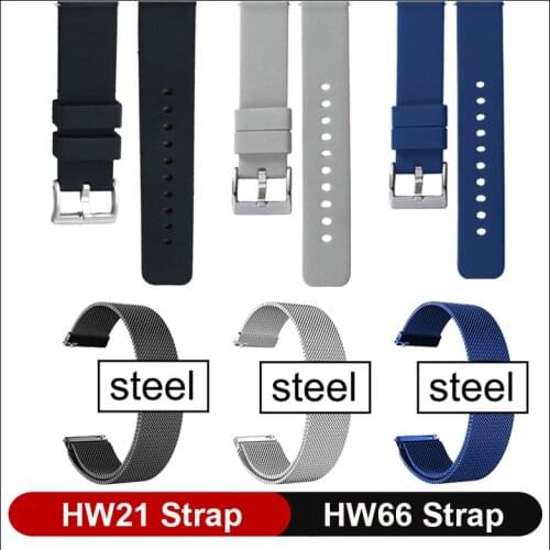 Original HW21 Strap Silicone Wrist Strap Smart Watch Accessories Wristband black silver blue Steel Band for HW21 Smart Watch
