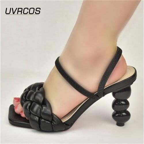 Summer Sandals For Wedding Casual Slippers Italian Low Elegant Shoes 2021 Black Color Banquet With Women Simple Party Prom Heels