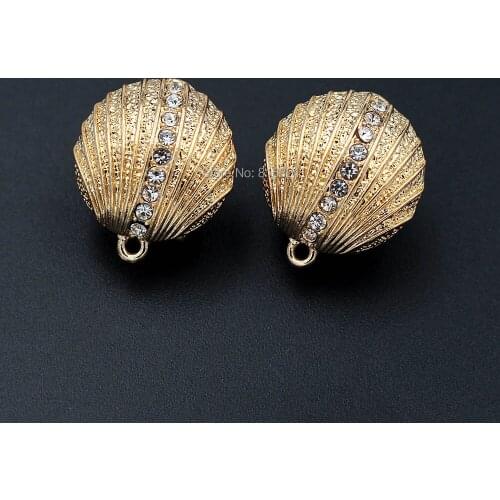 Earrings Post with Loop Hanger Paved Rhinestone CZ Shell Shape Base DIY Retro Clip Stud Earrings Jewelry Findings 18mm