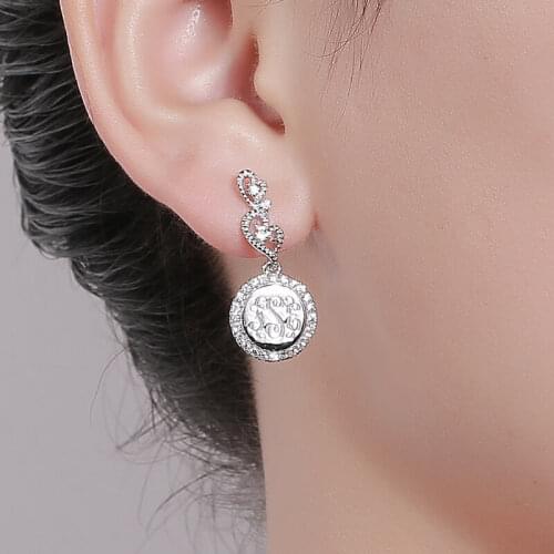 Custom Letter Monogram Earrings For Women S925 Silver Personalized Name Initial Earrings Minimal Stud Jewelry Accessories