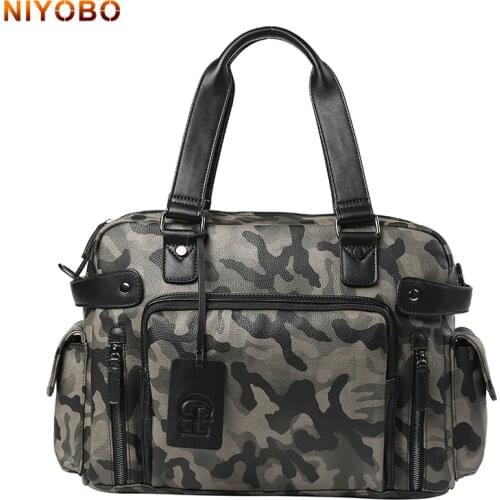 2018 New Arrival Men Messenger Bags pu leather Camo large capacity travel Bags man Waterproof Male Shoulder Bags Bolso PT1281
