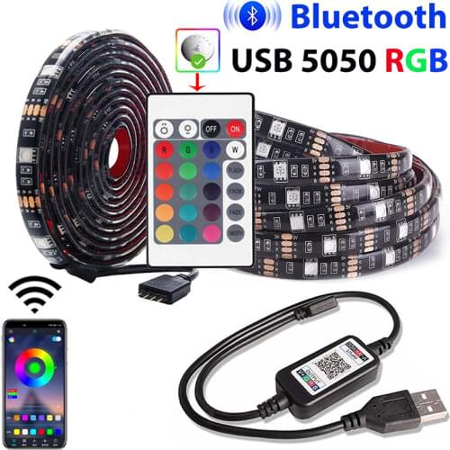 USB LED Strips Bluetooth-compatibl 5050 RGB IR Control Led Mural Chambre Flexible Lamp Tape Diode for Room TV Background Lights