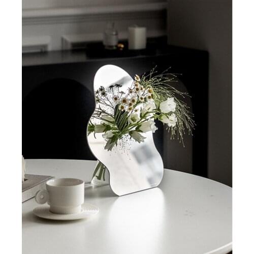 Irregular Wave Vase Mirror Acrylic Vase Ins Style Home Decoration Simple Flower Arrangement Room Desktop Art Ornaments Gifts