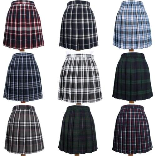 Richkeda Store New 2021 Japanese School Dresses Plaid Pleated Skirt Student Cosplay Anime Mini Grid Skirt Jk Uniforms Sailor