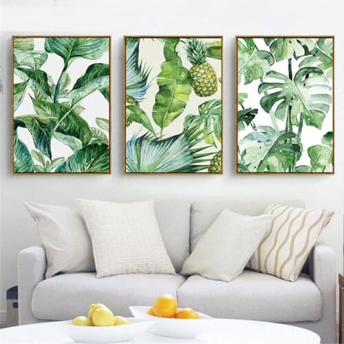 Leaves Plant Green Fresh Print Nordic Canvas Art Painting Poster Home Decor Wall Picture Living Room Bedroom Backdrop Supply