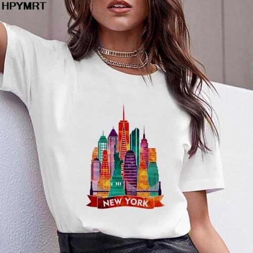 New Summer Fashion Women T Shirt Girl New York Graphics Print Tops Female Short Sleeve Tshirt Harajuku Tee Shirts O-neck T-shirt