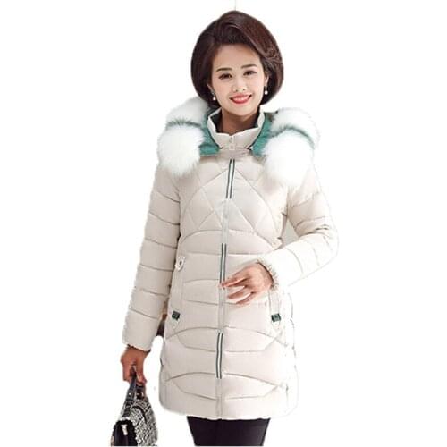 Winter mom parka women black plus size hooded tops jacket 2019 new leisure long sleeve Fur collar fashion warmth clothing JD703