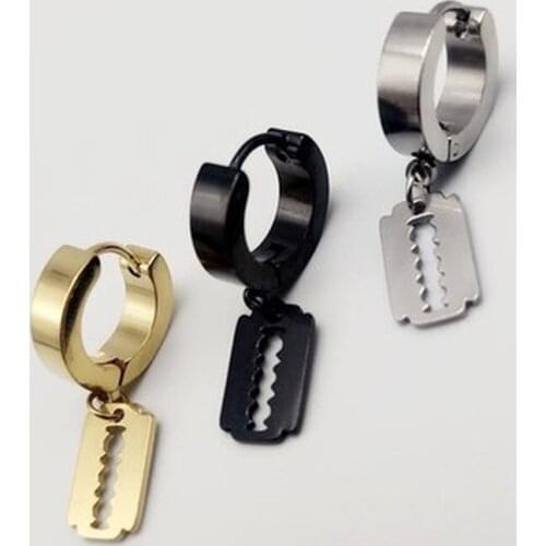 1 Pair Punk Multiple Styles Stainless Mens Stud Earrings Mens Razor Earrings Women Gothic Street Pop Hip Hop Skull Earrings