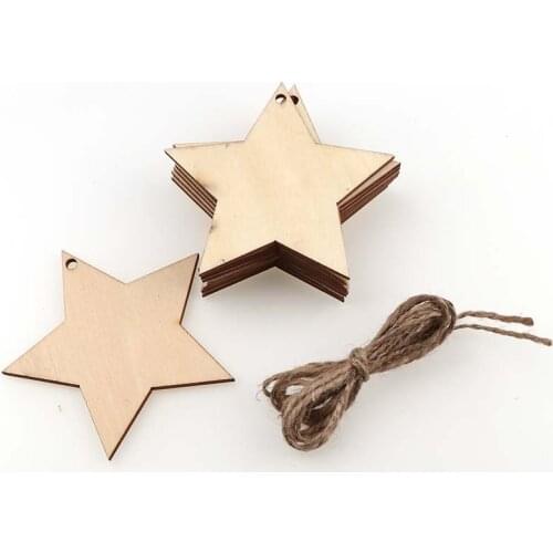 10Pcs DIY 8cm hole with five-pointed star pendant with hemp rope chips Crafts Scrapbooking Supplies Hand-made Graffiti Buttons