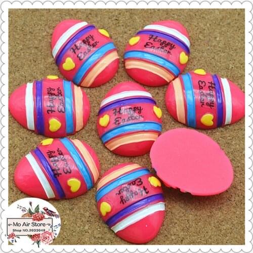 10pcs Resin Easter Day hot pink egg flat back Cabochon Art Supply Decoration Charm Craft DIY accessories RC206