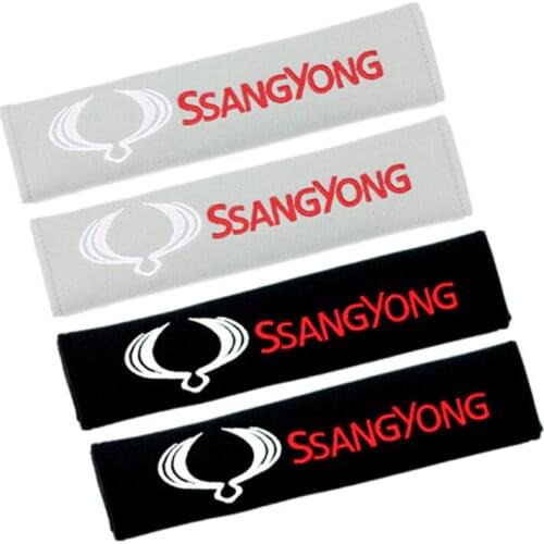 2pcs Car Seat Belt Shoulders Pad Car Cover Fit For Ssangyong kyron rexton korando actyon car accessories